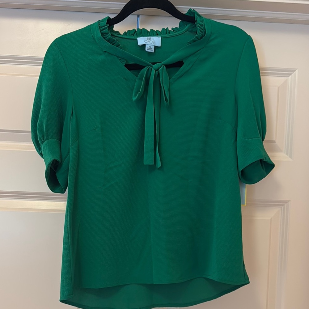 Green CeCe Women's Top with Bow Detail